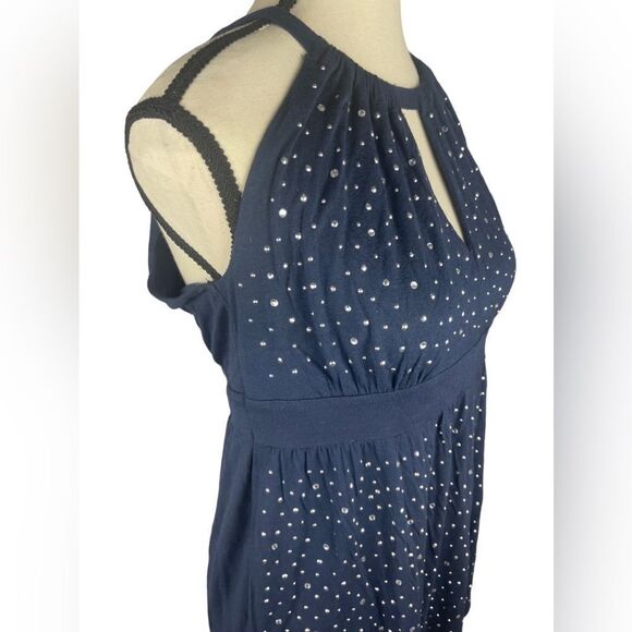 I.N.C. International Concepts navy Blue Sleeveless tank embellished Top Size:M - Picture 2 of 5